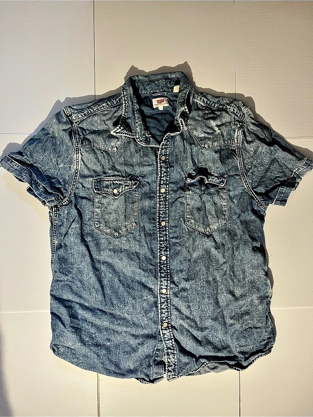Levi's Short-Sleeve Western Denim Shirt Blue